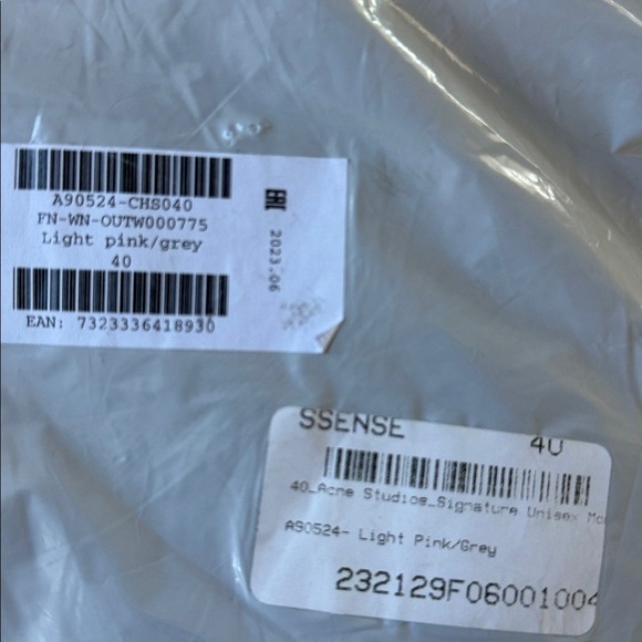 Acne Studios Signature Unisex Denim Trucker Jacket - Light Pink/Grey Size 10 NWT - Picture 6 of 6